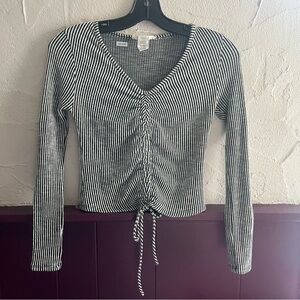 Caution To The Wind Black and White Striped Crop Top